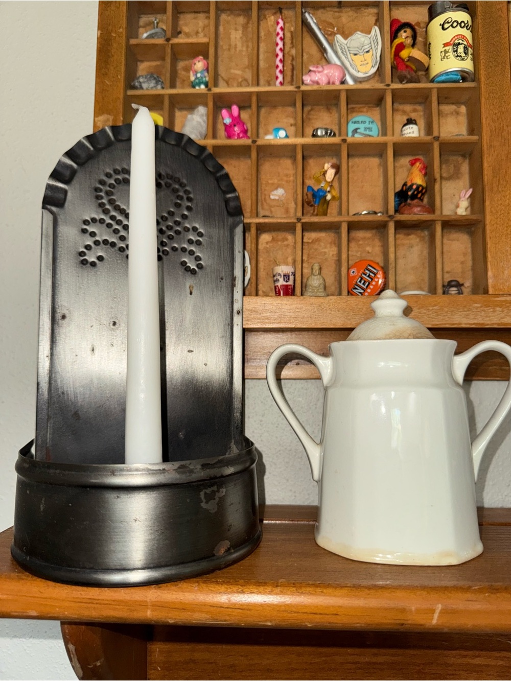 Tin stamped punched candle holder